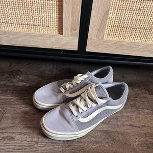 Vans Women's Gray and White Canvas Sneakers